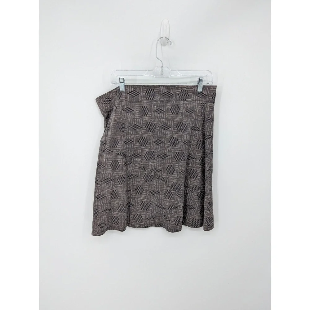 Toad&Co Skirt Womens Large Brown Geometric Eco Organic Cotton Tencel Knit Active